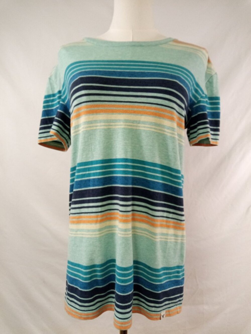 American Eagle Outfitters Junior's Blue/Orange Striped T-shirt Size XS